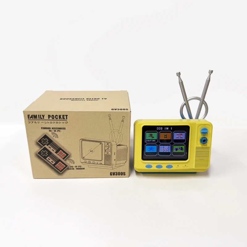 NEW GV300 retro bookshelf TV game console 3.0 Inch Handheld Game Player Built-in 339 Classic Games Mini Pocket Gamepad