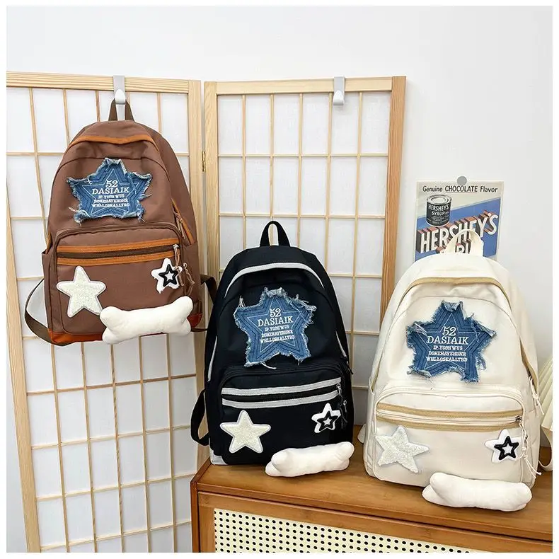 

Japanese Large Capacity Leisure College Star Cute Bone Student Schoolbags Y2k Korean New Fashion Versatile Women's Backpack Ins