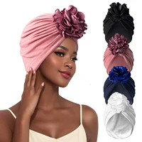 Women Turban Hat Muslim Hijab Bonnet Indian Cap Head Wrap Big Flower Elastic Hair Bands Hat Beanie Ladies Girls Hair Accessories 1