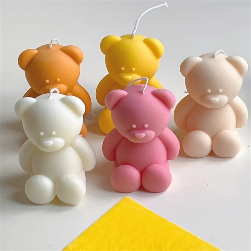 Cute 3D Cartoon Bear Silicone Candle Mold for DIY Scented Candles and Home Decor
