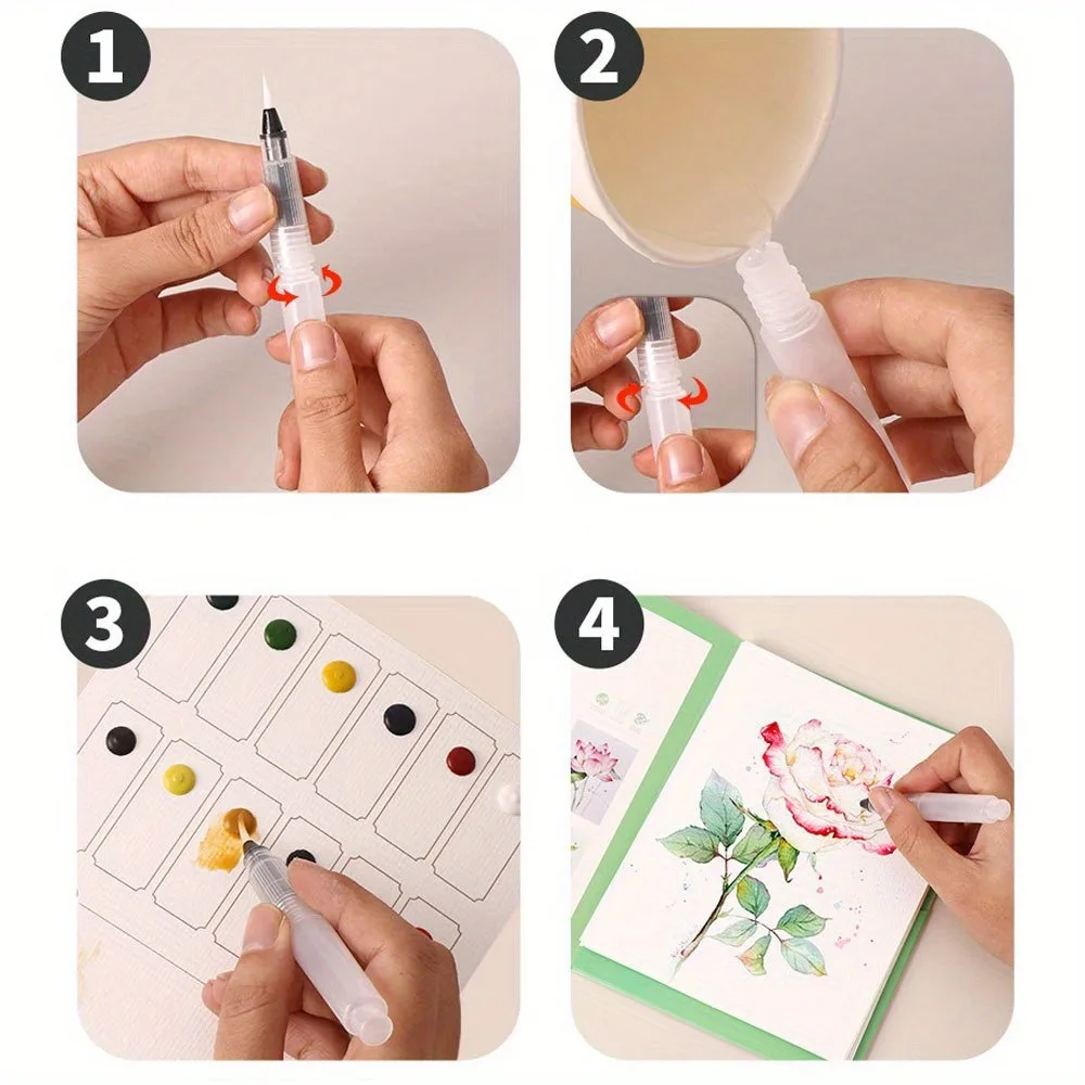 Kit per pittura ad acquerello, libri di disegno lineare con motivi multi-tematici, include carta per acquerello, cartella colori per progetti artistici - immagine 4