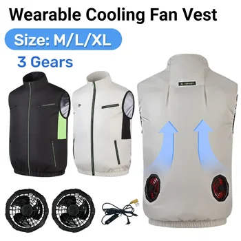 2024 Cooling Vest Ice Fan Vest Heat Resistant Sleeveless Workwear Breathable Wearable Cooling Fan Vest for Hot Weather Work 1
