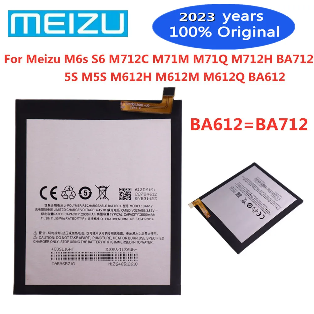 

2023 years 3000mAh Original Battery For Meizu 5S M5S M612H M612M M612Q BA612 M6s S6 M712C M71M M71Q M712H PHone BA712 Phone
