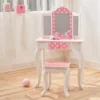 Kids Princess Gisele Polka Dot Print 2-Piece Kids Wooden Play Vanity Set with Vanity Table, Tri-Fold Mirror, Storage Dra 3