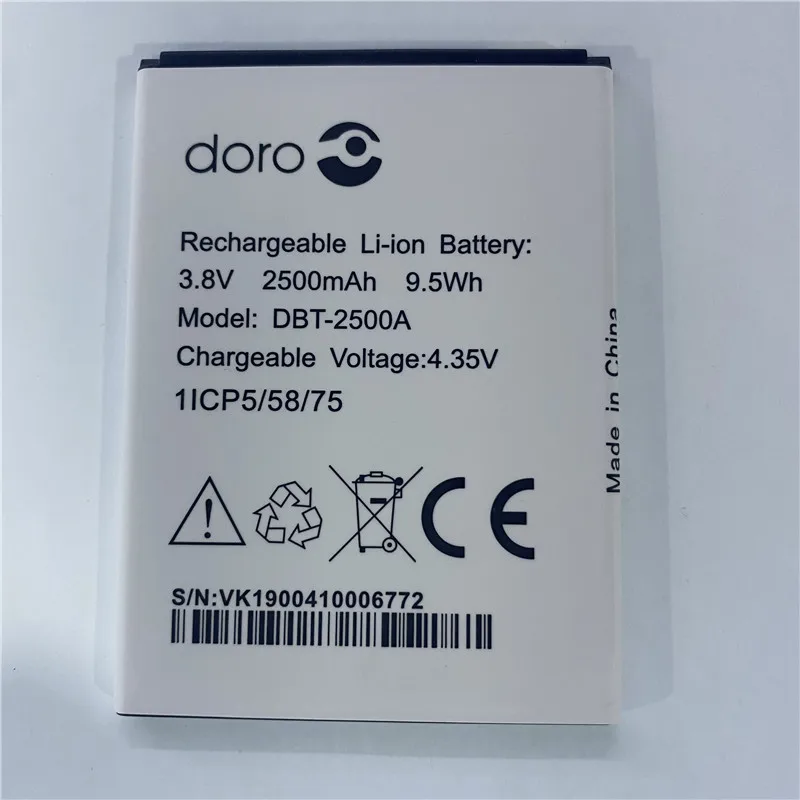 

YCOOLY In Stock new production date for doro DBT-2500A battery 2500mAh High capacity Replacement + Tracking Number