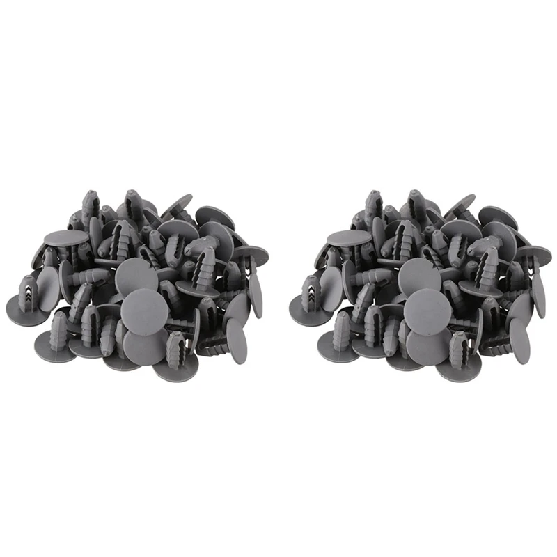 

100PCS 8Mm Hole Gray Plastic Rivet Door Push In Clip For Car