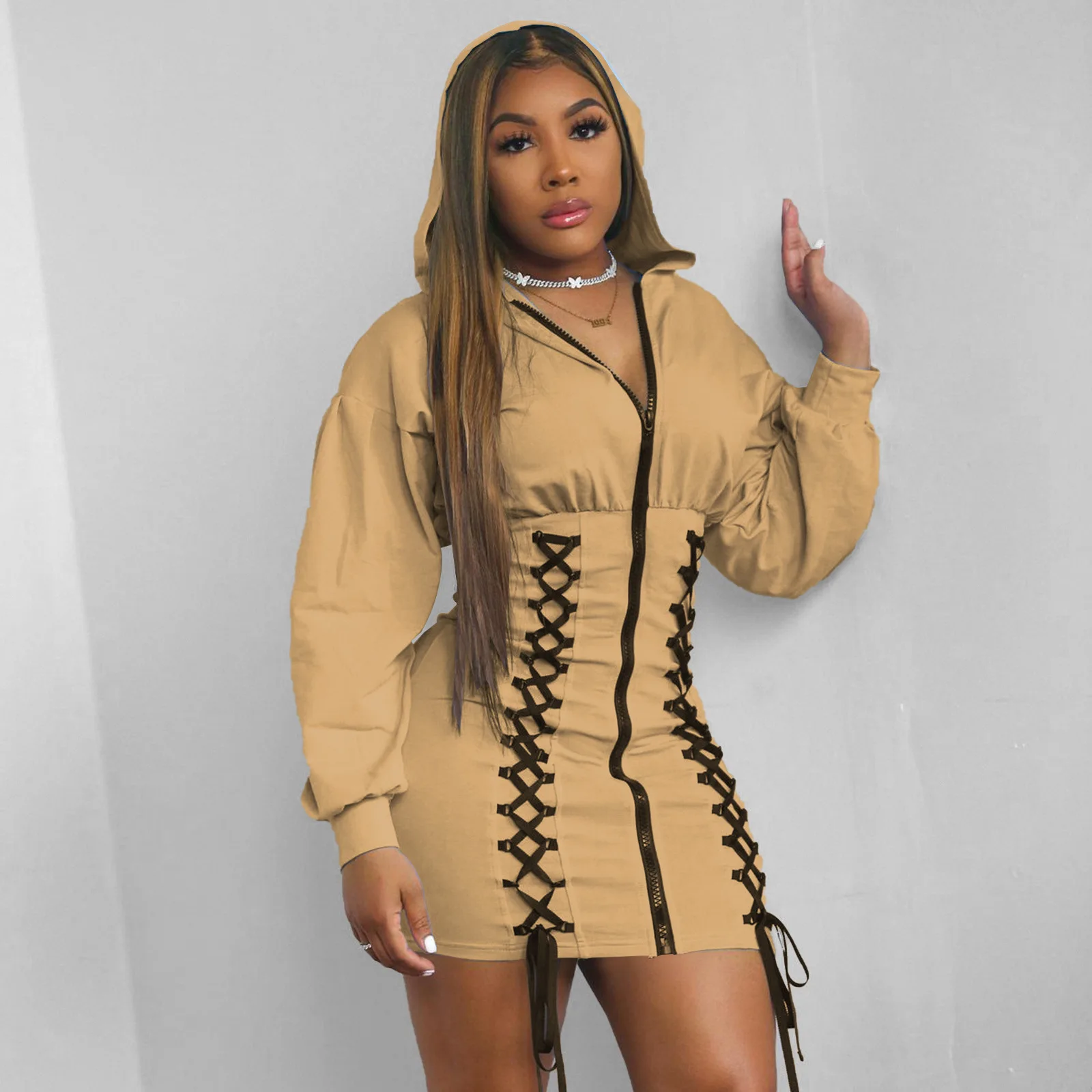 

Casual Women Dress Bandage Mini Dress Streetwear Clothes For Women Vestidos