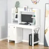Farmhouse Computer Desk with Hutch and Cabinet, Home Office Desk with Storage, for Study, White 2