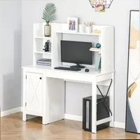 Farmhouse Computer Desk with Hutch and Cabinet, Home Office Desk with Storage, for Study, White 2