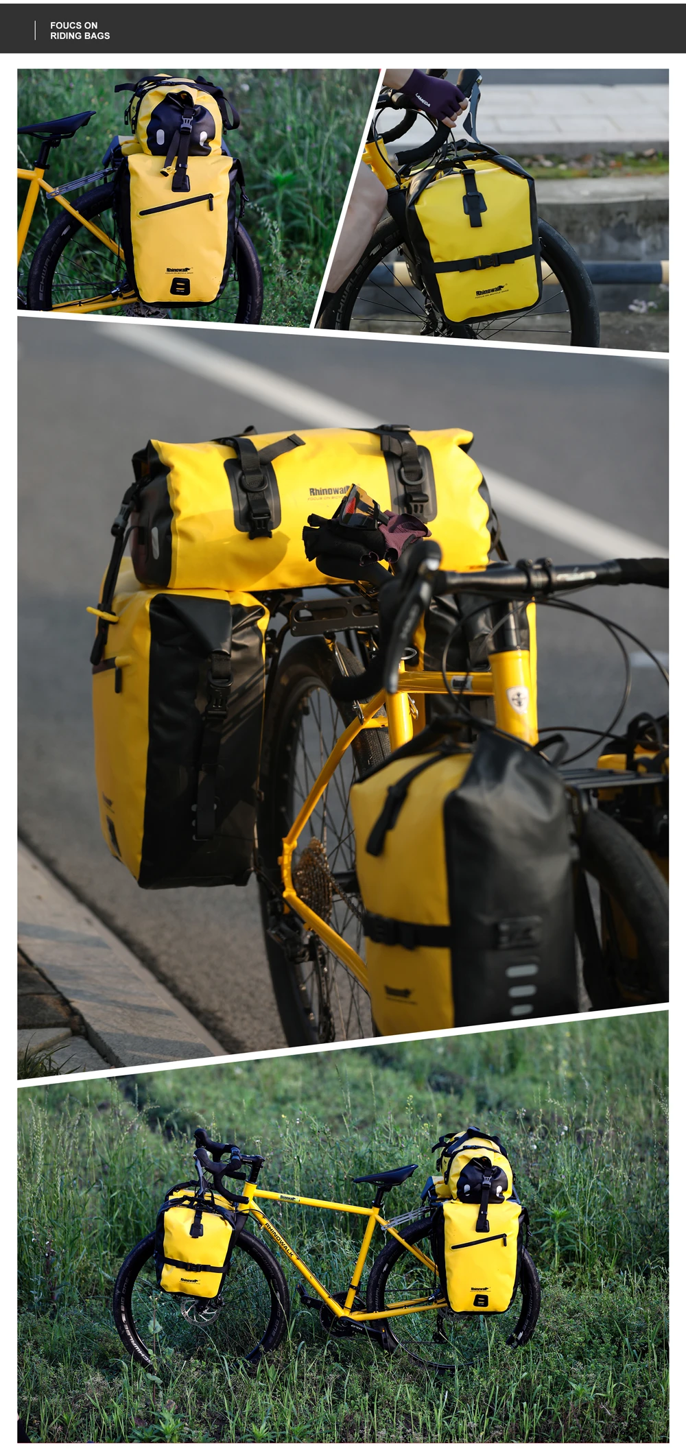 Rhinowalk Bicycle Bag Waterproof 20L 27L Quick Release Bike Side Pannier Rear Rack Saddle Bag Bikepacking Cycling Bag 1Pc Sale
