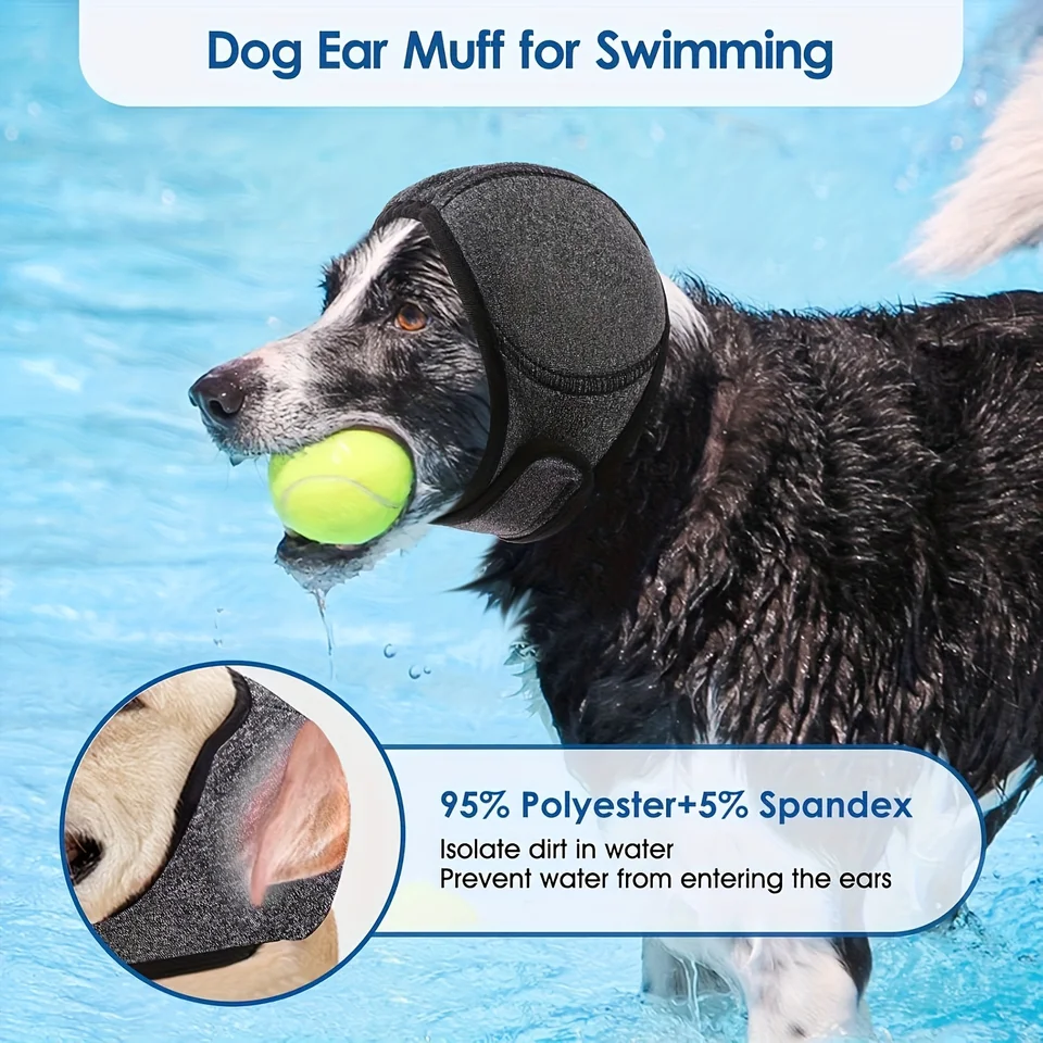 AkoSlale Dog Calming Ear Wrap With Noise Reduction – Anxiety Soothing Headgear For Grooming, Thunder, Fireworks & Bathing – Noise-Muffling Ear Cover For Small Dogs (Rose Red