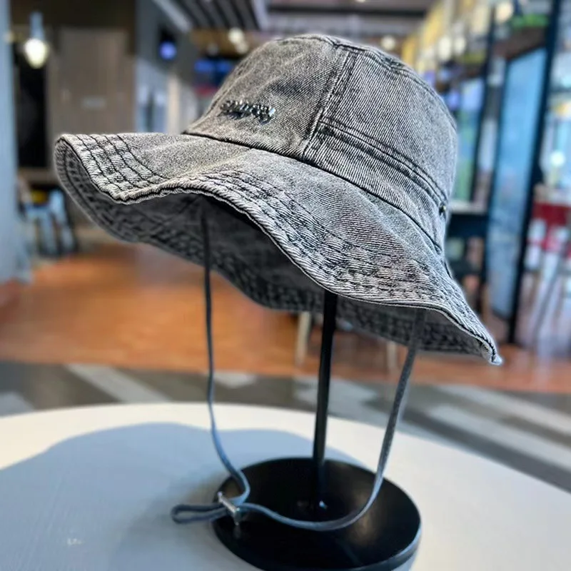 Bucket Hat Denim Cloth Men Women Outdoor Fisherman Retro Casual Sun Protection Fishing Camping Spring Summer Cowboy