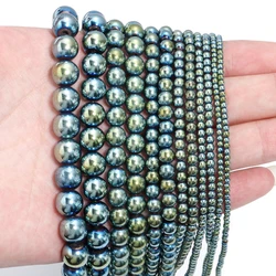 Elegant Silver and Gold Hematite Stone Beads for DIY Jewelry and Accessories - 15'' Strand, 2 - 10mm (Green)