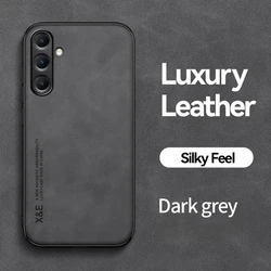 Luxury Leather Shockproof Case with Car Magnetic Holder - Premium Protective Cover for Galaxy A56 (FG-Dark Gray)