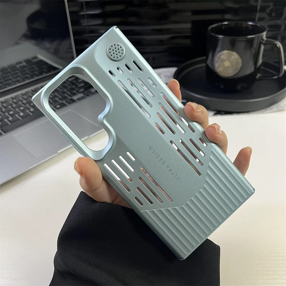 Luxurious Metallic Heat-Dissipating Shockproof Phone Case with Blade Design