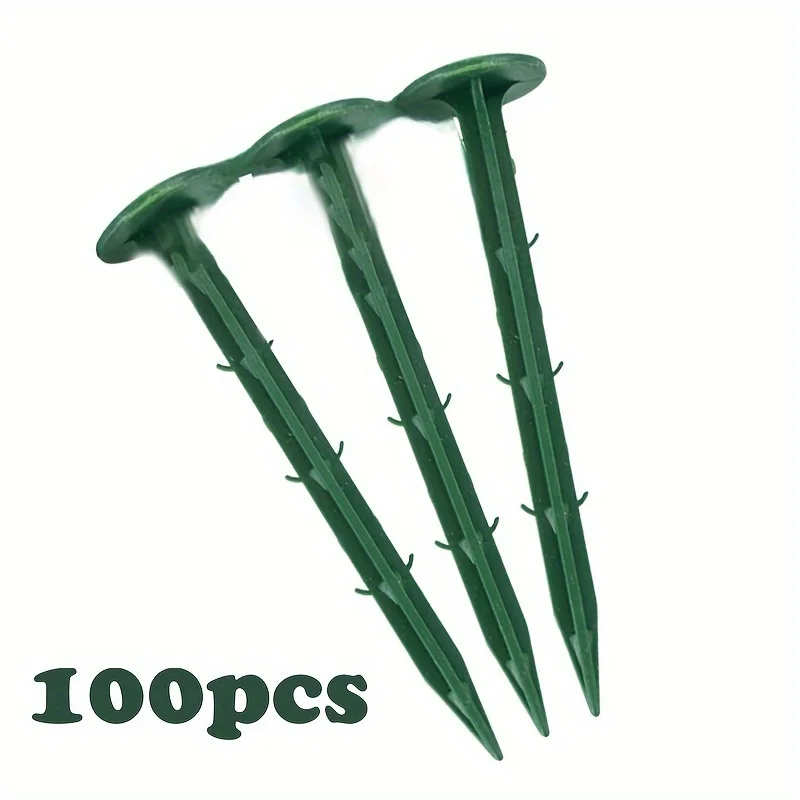 100pcs Turf Nails Lawn Mulch Fixing Nails Plastic Gardening Nails Anti-Grass Cloth Nails Plastic Push Pins