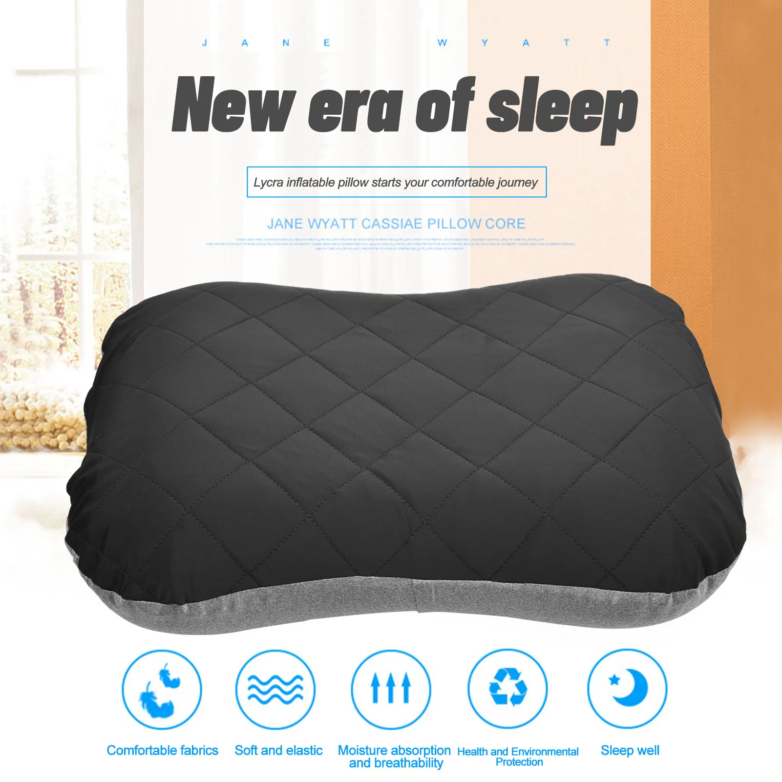 Ultralight Camping Pillow Iatable TPU Camping Iatable Pillow Convenient Outdoor Camping Portable Travel Napping Air Pillow 2