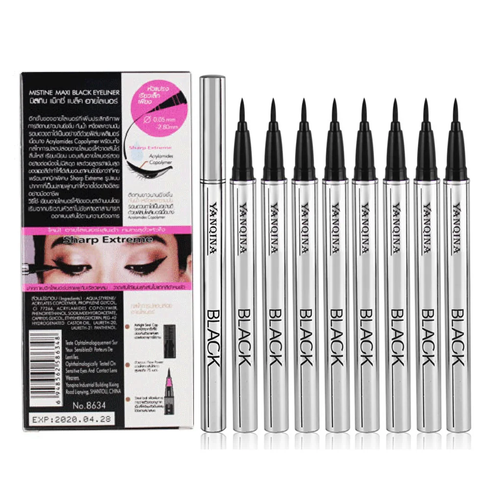 12 Pz/Scatola Waterproof Black Liquid Eyeliner Pencil Eyes Makeup Penna Eyeliner A Lunga Durata Make Up Smooth Fast Dry Cosmetic Tool