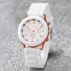 4PCS/Set Geneva Watch Pealrs Jewelry Set Fashion Silicone Band Women Quartz Wristwatch Female Casual Clock（Without Box） 6