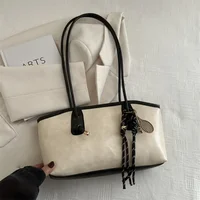Trend PU Leather Work Shoulder Bag Large Capacity Simple Female Crossbody Bag Solid Color Commuting Bag Women Female