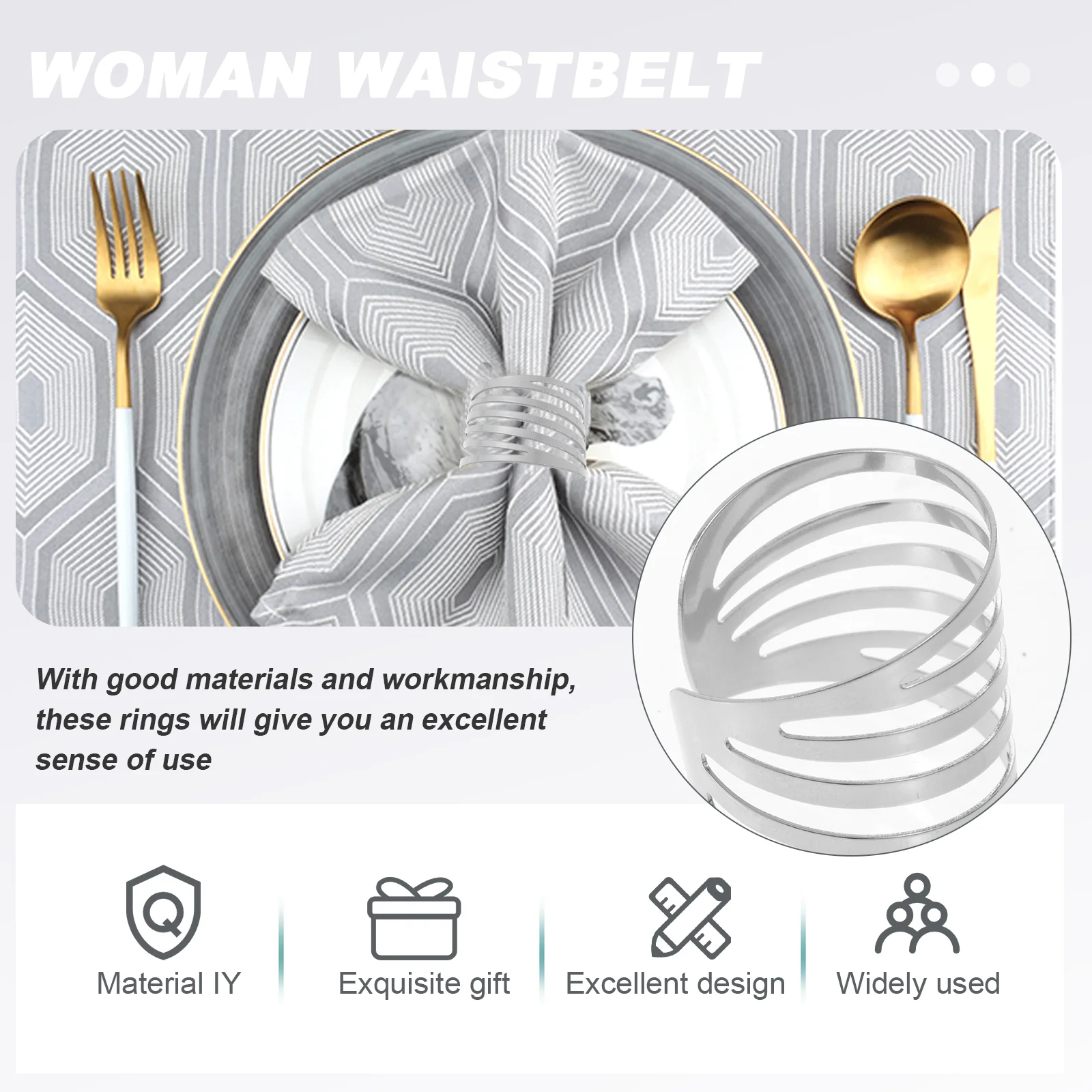 12 Pcs Metal Napkin Rings Kitchen Dining Bar Accessories Festive Home Decor Party Supplies Napkin Holder Circles Table