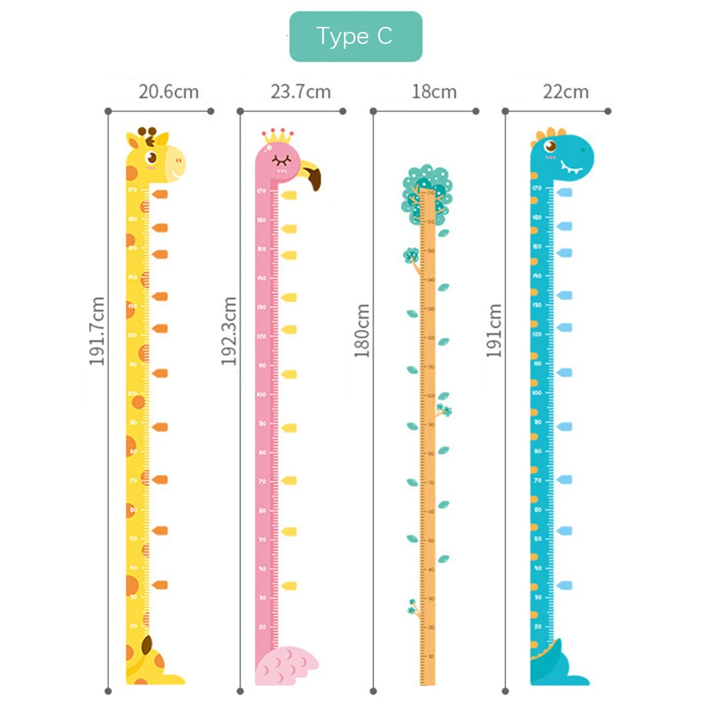 Cartoon Animal Growth Chart Wall Stickers Kindergarten Home Decoration Rabbit Giraffe Mural Children Height Measurement Stickers