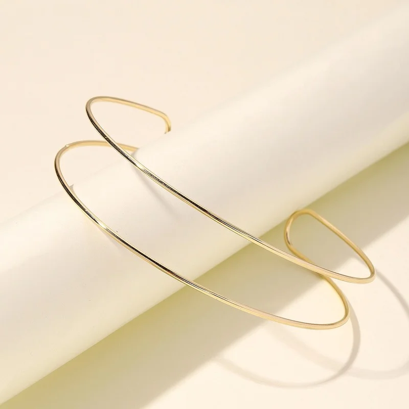 Metal Choker Necklace For Women Simple Punk Style Double Metal Line Dorado Collar Jewelry women jewelry