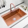 Rose Gold Stainless Steel Single Bowl Kitchen Sinks Accessory 304 Sink Bowl Kitchen Drain Basket Above Counter Sink Wash Basin 5