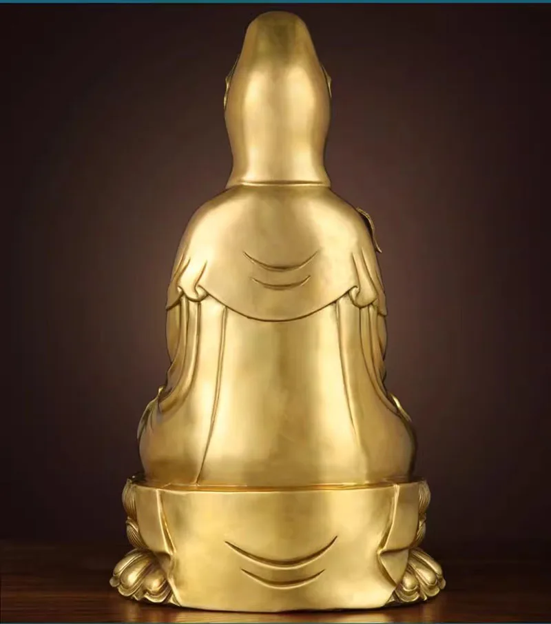 Pure Brass Guanyin Statue South Sea Lotus Seat Bodhisattva, Buddhist Altar Decor,  Blessing Figurine,  Handmade Copper Avalokite
