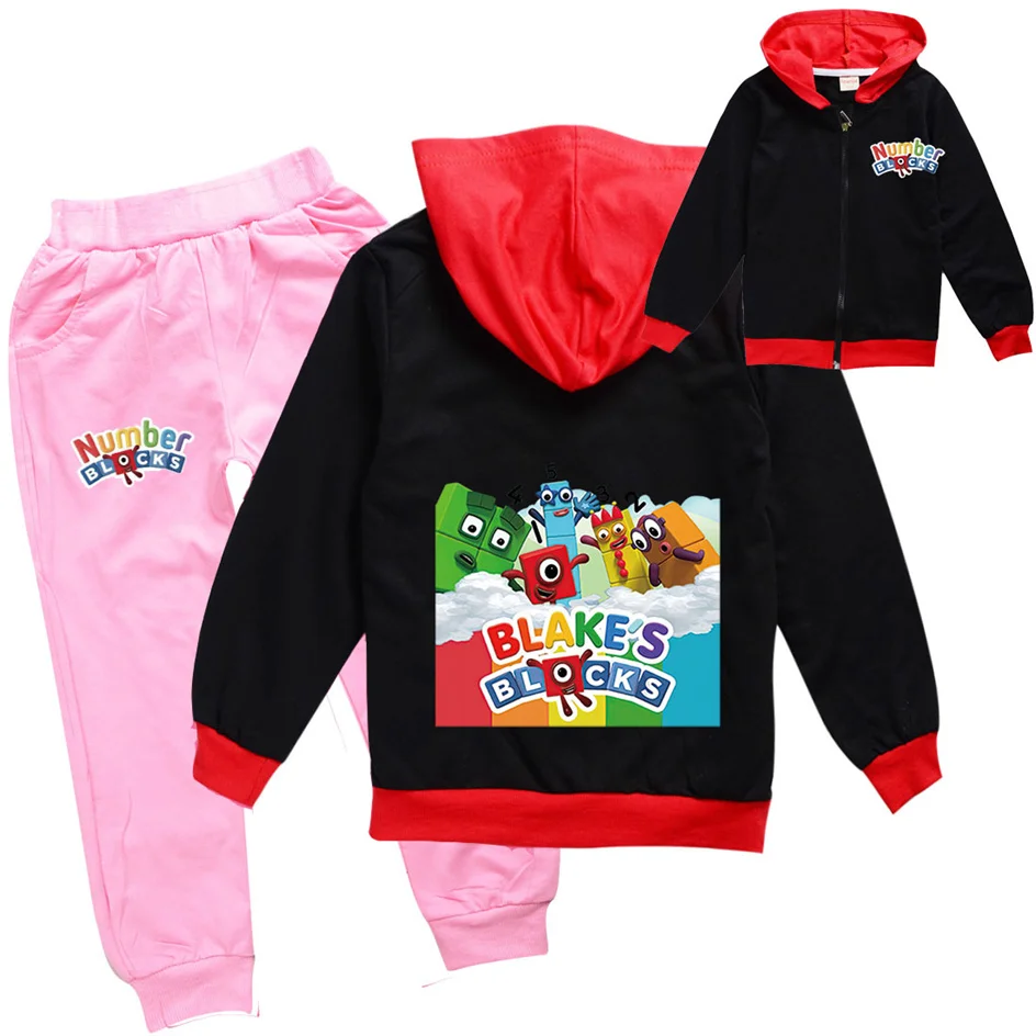 

Spring Autumn Children's Number Blocks Anime Clothing 2-13 Years Kids Tracksuit Boys Girl Thin Zipper Jacket Long Pants 2Pcs Set
