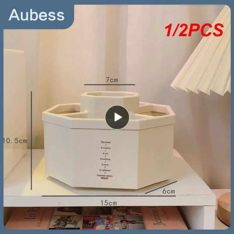 

1/2PCS Rotating Pen Holder Desk Accessories Large Capacity Pencil Storage Box Desktop Organizer School Office Stationery