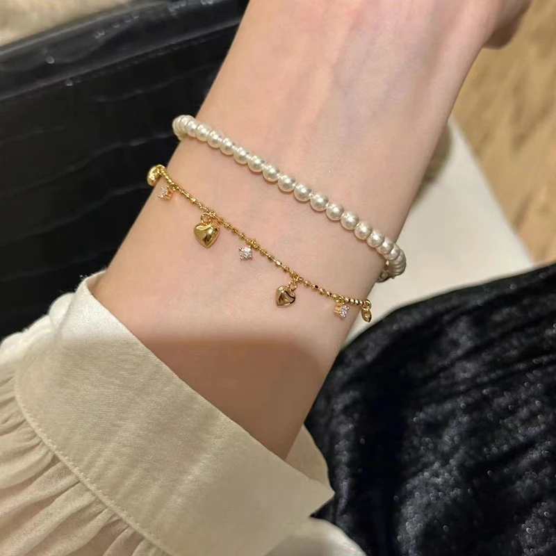 High Quality Versatile Heart Tassel Sparkling Bracelet For Women Girls Exquisite Light Luxury Bracelet Jewelry Accessories Gifts 5