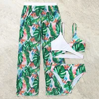 Girls Swimsuit Size 14 Toddler Girl's 3 Piece Swimsuits Bikini Leaves Prints Rullfe Bathing Suit Briefs Kids Swimwear for Girls 3