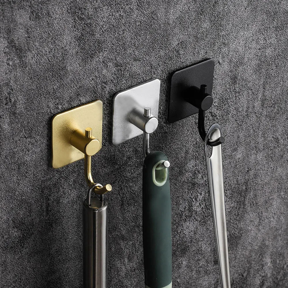 

1Pc Self Adhesive Home Kitchen Wall Door Hook Key Rack Kitchen Towel Hanger Aluminum Towel Coat Robe Hook Bathroom Accessories