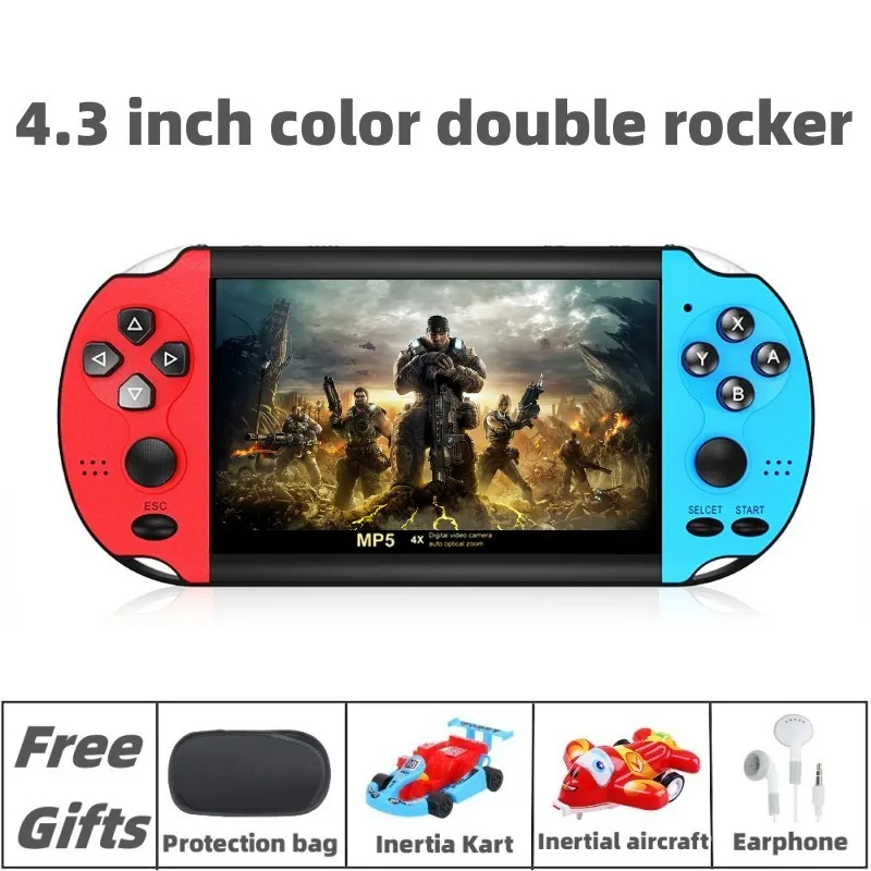 CZT Retro Spielkonsole - 4,3 Zoll Mit 3000 Spielen, Tragbar Blau