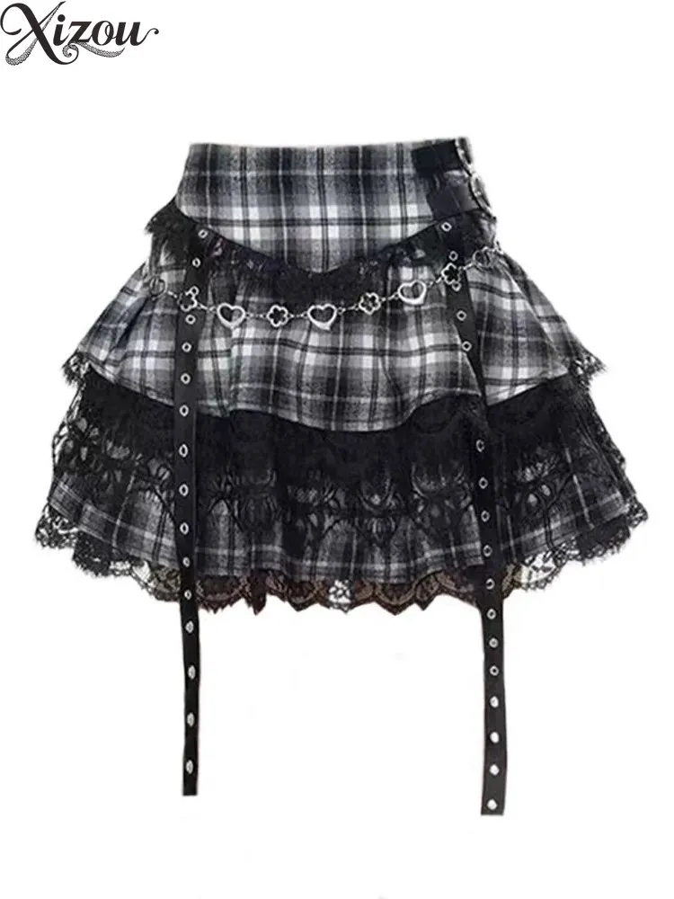 Womens Skirts Black Double Lace Skirt Lace Trim Double Layer Maxi