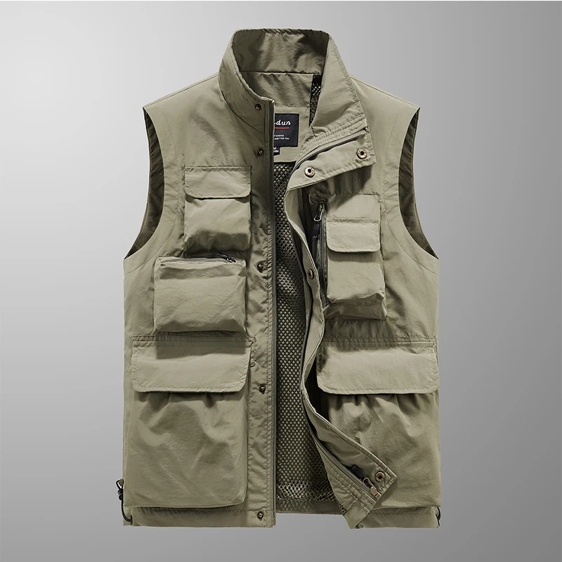 Summer Men's Vest 2024 New Casual Loose Breathable Multi Pocket Outdoor Fishing Sports Large Sleeveless Jacket Men Tactical Vest