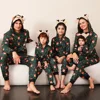 2024 Christmas Family Matching Outfit Cute Deer Ear Hooded Zipper Romper Cute One-Piece Jumpsuit Allover Print Pajamas Xmas Look 1