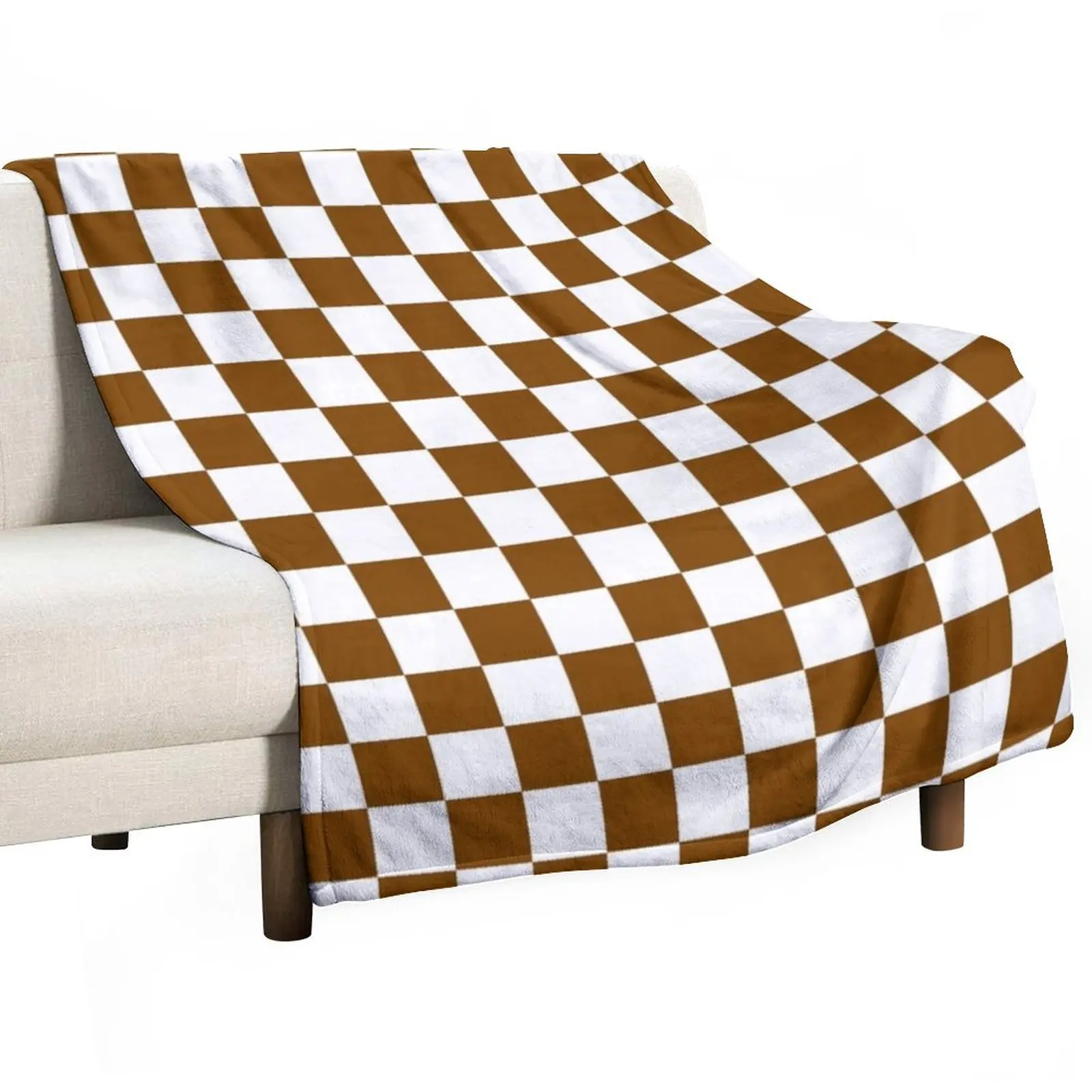 

White and Chocolate Brown Checkerboard Throw Blanket Decorative Blankets cosplay anime