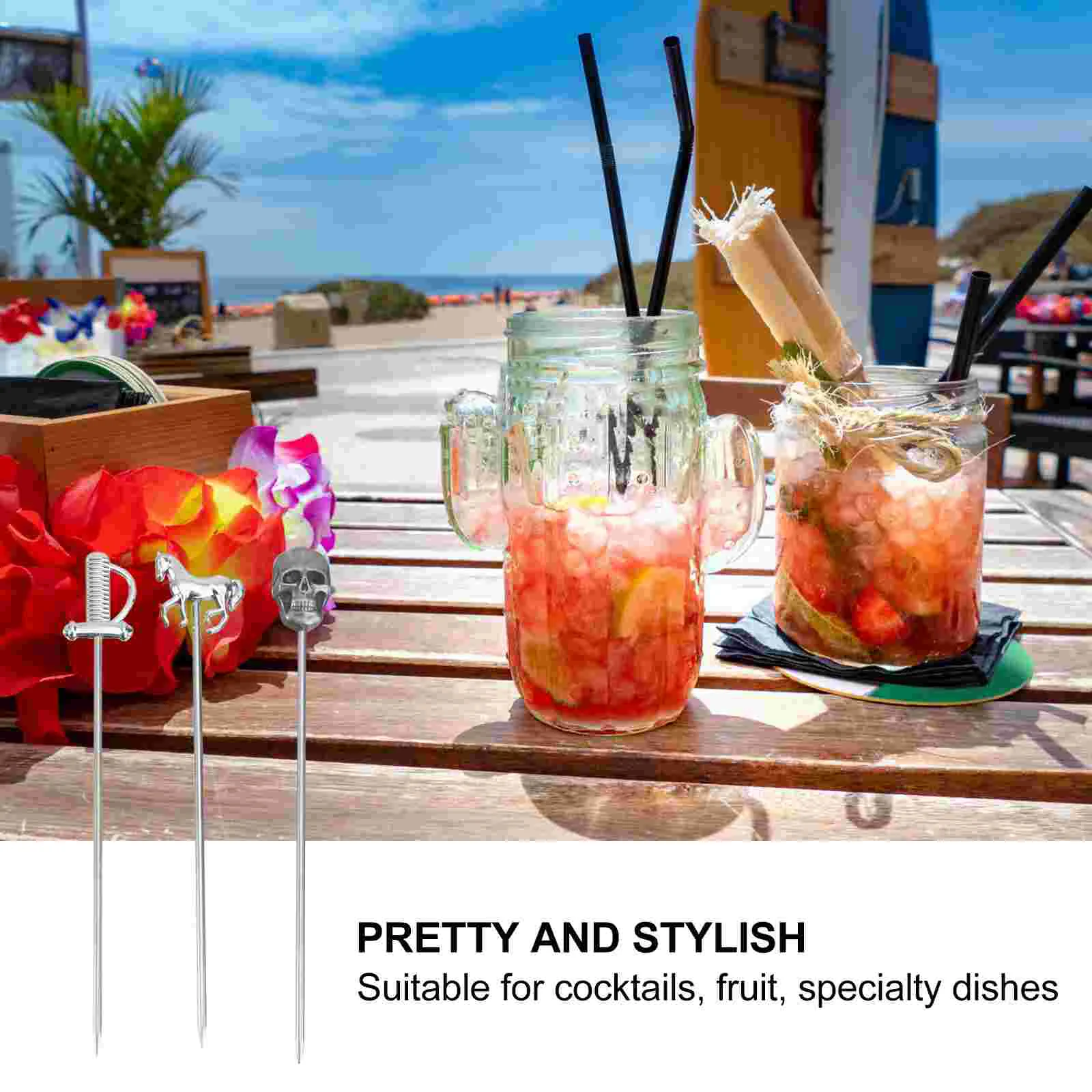 Cocktail Skewers Picks Garnish Mary Stick Drink Toothpicks Appetizer Sticks Olives Appetizers Stainless Steel Martini Set bar tools