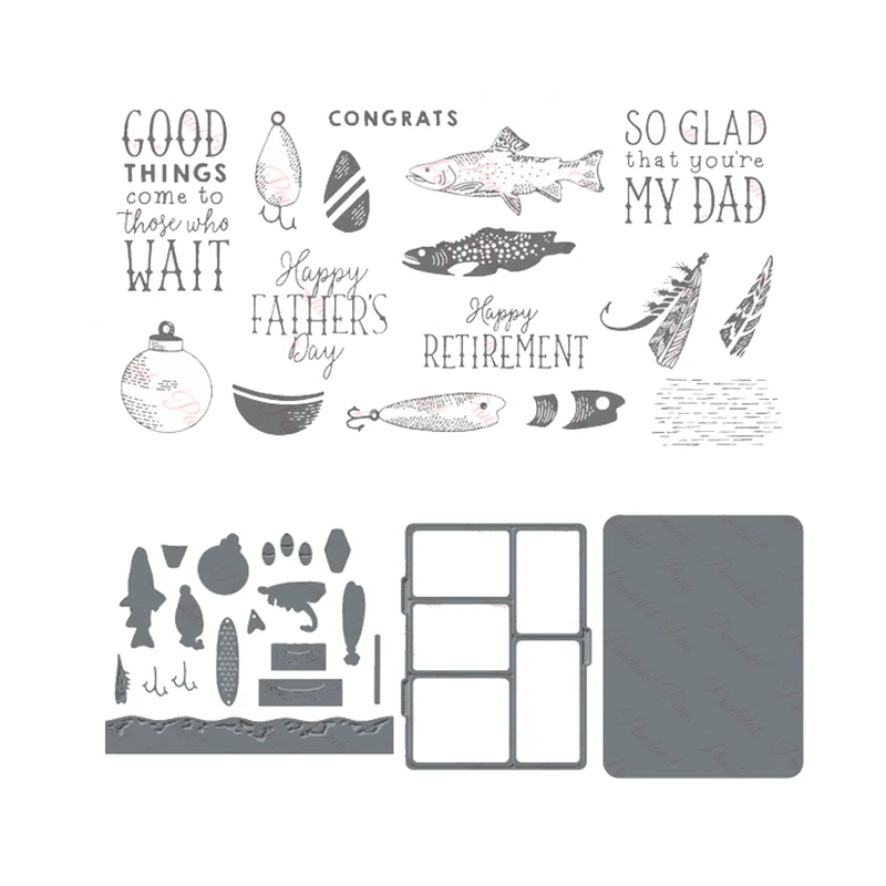 

Happy Father's Day Fishing 2023-2024 Annual Catalog Cutting Dies Clear Stamp Scrapbooking Frame Card Craft