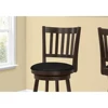 Bar Stool, Set Of 2, Swivel, Bar Height, Brown Wood, Black Leather Look, Transitional 2