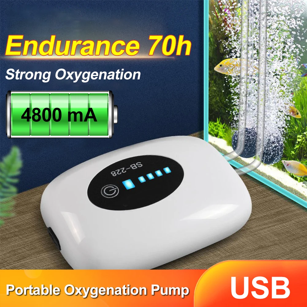 Portable Aquarium Air Pump Energysaving Usb Rechargeable Oxygen Pump