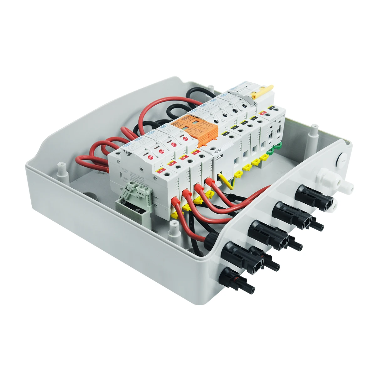Solar PV Combiner Box Solar photovoltaic PV Combiner Box With Lightning Protection 4 input 1 out DC 600V Fuse MCB SPD Waterproof Box IP65 12ways solar pv combiner box