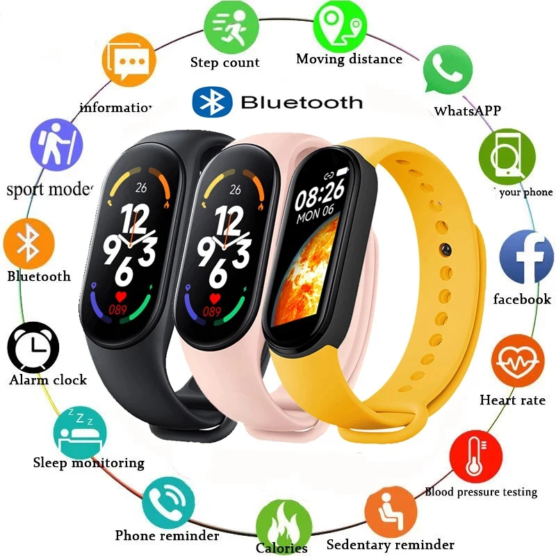 

M7 Smart Watch Smartband Heart Rate Smartwatch Fitness Tracker Blood Pressure Sport Smart Bracelet For M6 M5 M4 Y68 M3 Mi Band 7