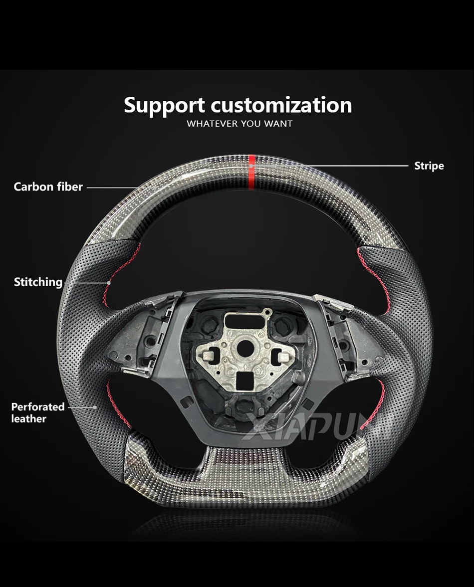 Customized Carbon Fiber Steering Wheel Fit For Chevrolet Corvette Camaro SS ZL1 PRM LED Carbon Fiber Racing Wheel 2016-2022 - - Racext 25