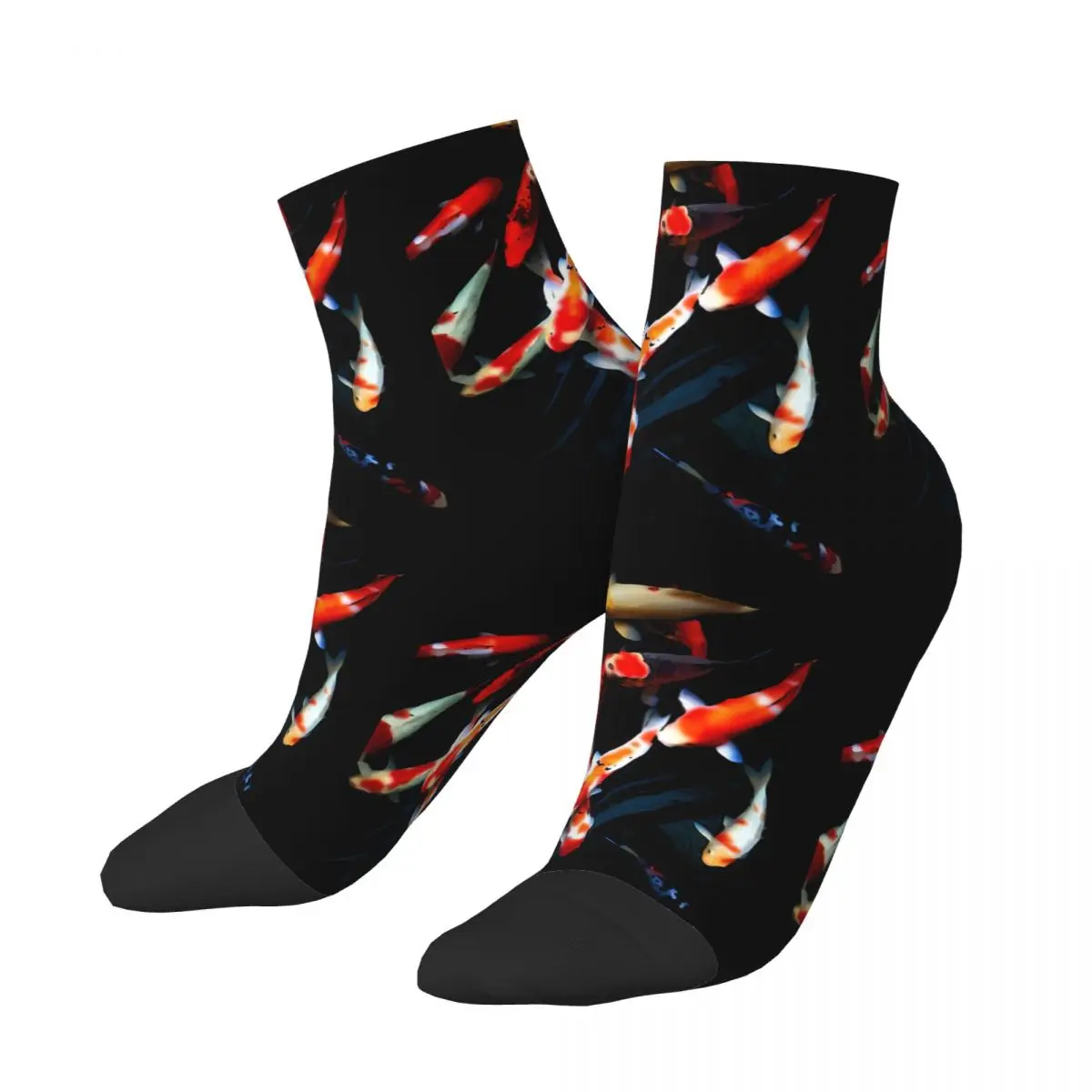 

Koi Fish Pond Traditionnal Japanese Ankle Socks Male Mens Women Spring Stockings Polyester