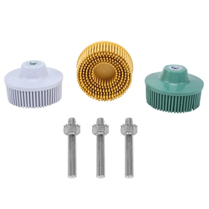 

3Pcs 2 Inch Brush Bristle Disc Brush, Rubber Abrasive Brush Polishing Grinding Wheel For Burr Rust Removal