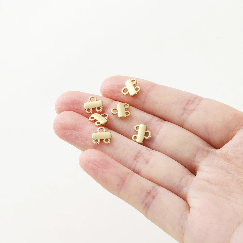 14K/18K Gold Color Plated Brass Layer Necklace Bracelet Clasp Bails 4 Loops Drop Earring Chain Connector for DIY Jewelry Making - 5