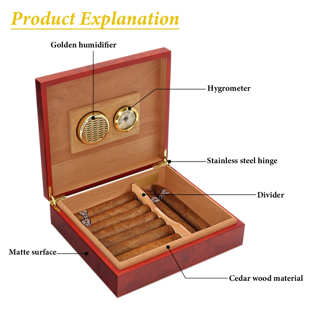 20 Tellen Sigaar Humidor Box Hout Bekleed Draagbare Rookaccessoires Humidor Luchtbevochtiger Met Hygrometer Case Hydratatie Apparaat